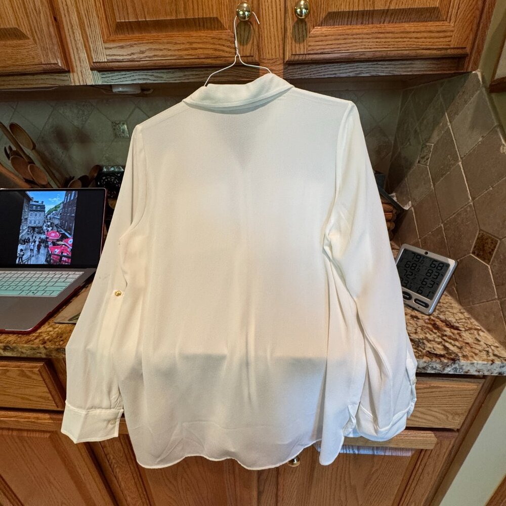 Soft Surroundings Zip Down Front Long Sleeve Blouse Cream L - Picture 7 of 7